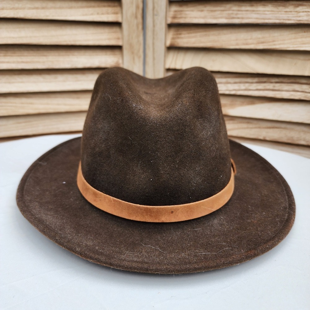 Vintage Dorfman Pacific Brown 100% Wool Hat Western Cowboy Crocodile Dundee
